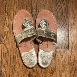 Jack Rogers Platinum Hampton Flat 7.5 Wide